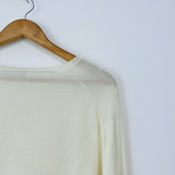 Prada Cream 100% Cotton Fine Knit V Neckline Classic Pullover Jumper UK L - Picture 6 of 12